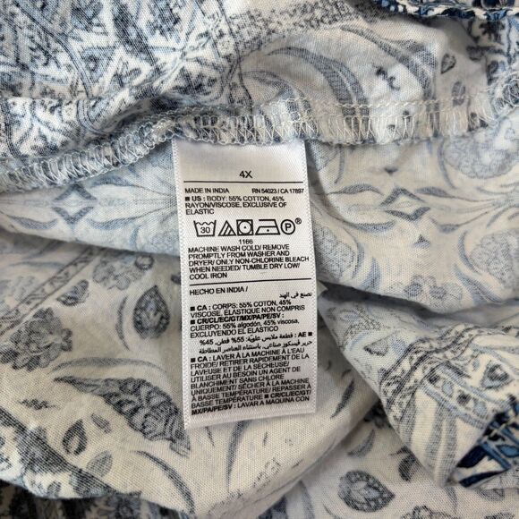 Old Navy Waist Defined Midi Dress 4X Blue Cottagecore Floral Boho Trad Wife - Picture 11 of 12